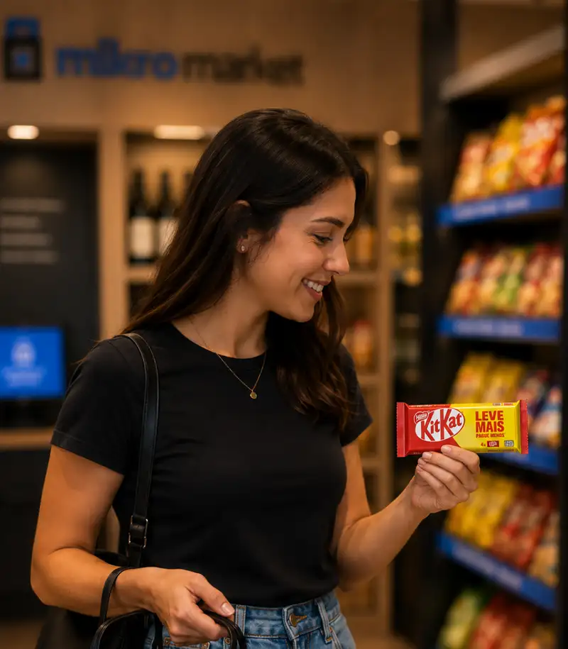 Prateleira de produtos no Mikro Market